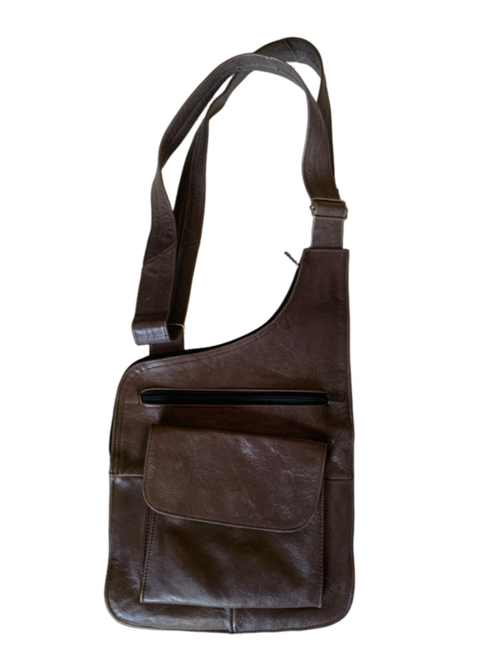 Women's Unbranded Brown Leather Crossbody Bag One Size